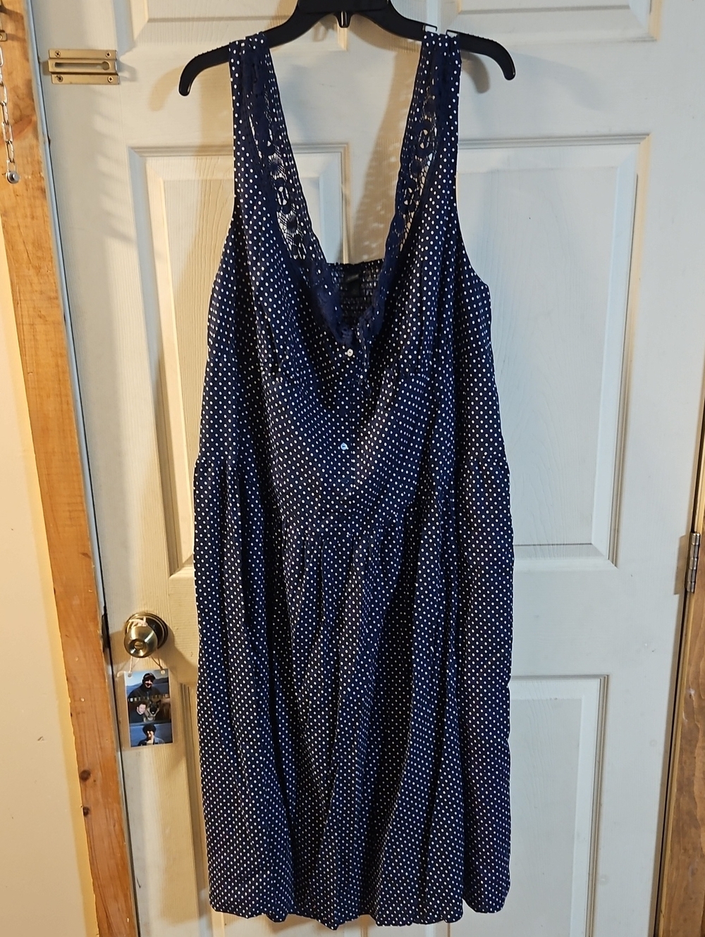 Wild Fable Women's Button-Front Lace Midi Dress: BLUE/WHITE POLKA DOT: NWT: 2X